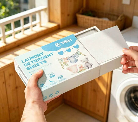 Ukuran keluarga Eco Laundry detergent sheet dengan pembersih yang kuat dan aroma yang dapat disesuaikan untuk menghilangkan noda sehari-hari