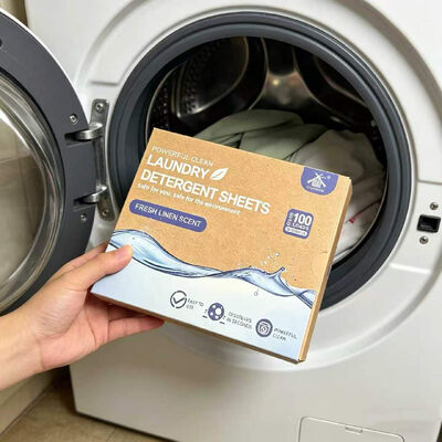 Lembar deterjen laundry surfactant berbasis tumbuhan dengan porsi tunggal yang telah diukur sebelumnya untuk cuci bebas residu