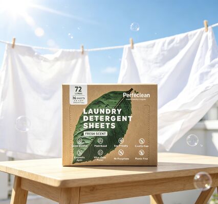 Lembar Deterjen Laundry Biodegradable Berbasis Tumbuhan untuk Penyimpanan Mesin Cuci Ramah Lingkungan Kompak
