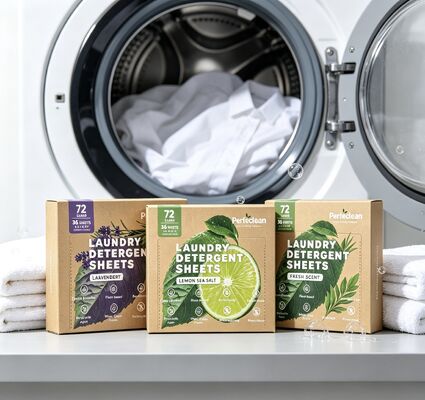 Lembar deterjen cuci biodegradasi non-toksik berbasis tumbuhan untuk cuci ramah lingkungan